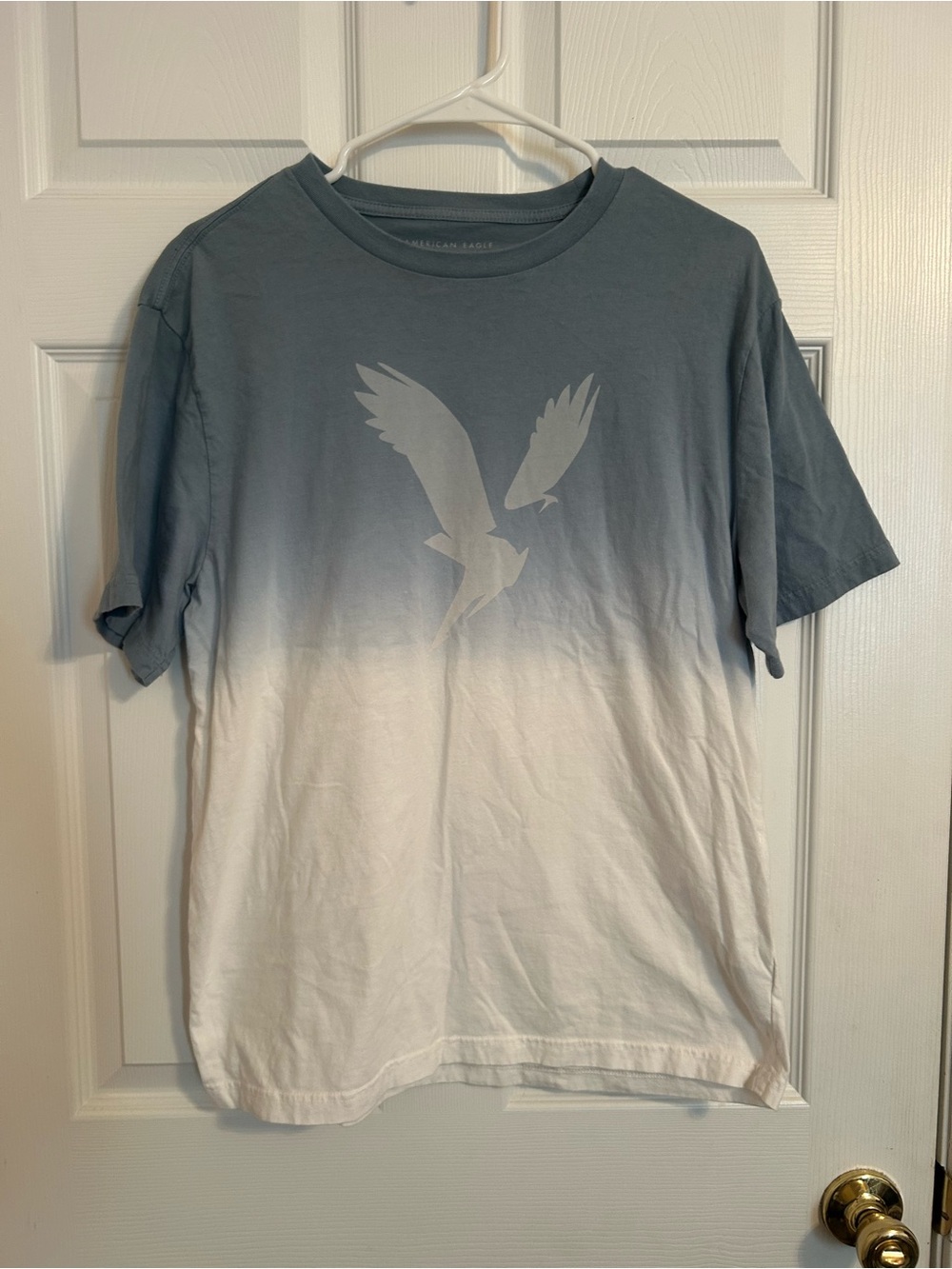 American Eagle Outfitters Gray to White Ombre Eagle Logo Tee